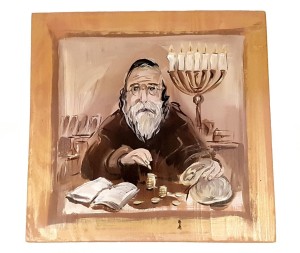 Obraz  postać licząca z menorą 3