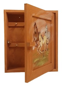 Skrzynka na klucze brązowa z koniami