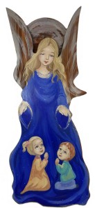 Anioł Stróż z dziećmi ręcznie malowany