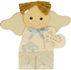 Aniołek zawieszka chłopiec na chrzest